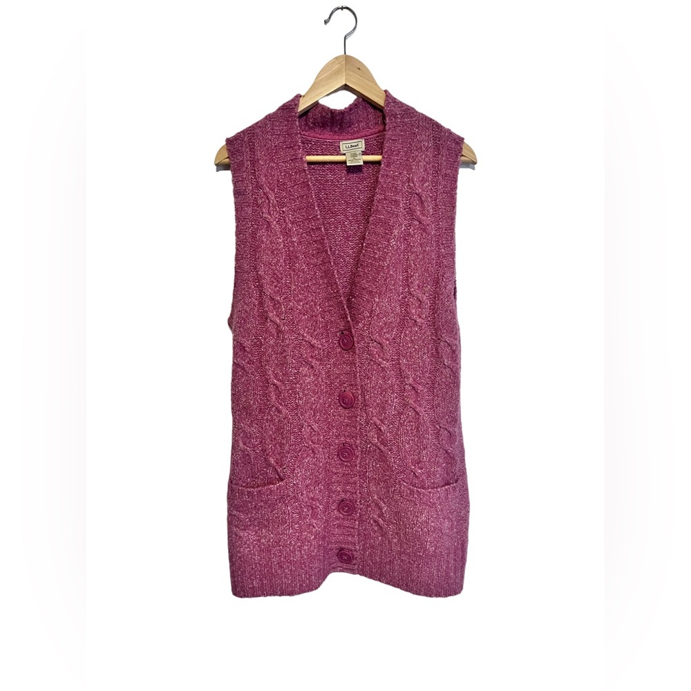 LL Bean Cable Knit Wool Blend Sweater Vest Size XL